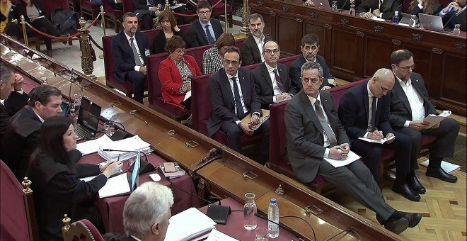 Banquillo de los acusados, en una imagen tomada de la señal de televisión del Tribunal Supremo | EFE