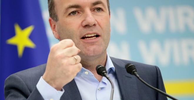 El candidato del PPE, Manfred Weber, en un acto electoral en Viena. REUTERS/Lisi Niesner