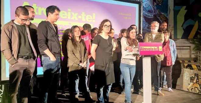 Anna Saliente, alcaldable de la CUP a Barcelona, valorant els resultats, que han deixat la formació fora del consistori. EUROPA PRESS