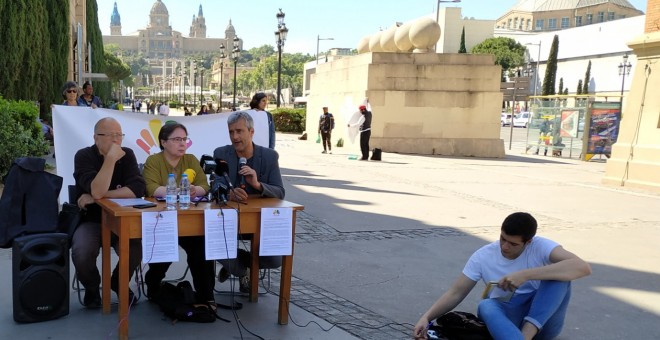 Roda de premsa de la plataforma La Fira o la Vida. ESPERANZA ESCRIBANO