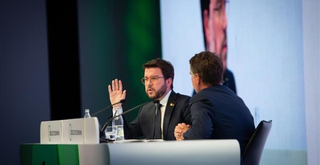 Pere Aragonès a la reunió del Cercle d'Economia. EUROPA PRESS / DAVID ZORRAKINO