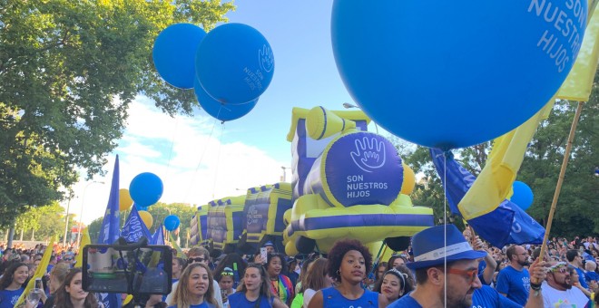 Familias por la gestación subrogada también participan en la manifestación del Orgullo 2019. /ESTEFANÍA ROSELLÓ