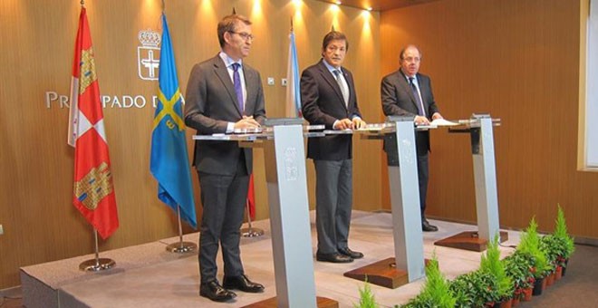 Los presidentes de Asturias, Galicia y Castilla y León, Javier Fernández, Alberto Núñez Feijó y Juan Vicente Herrera. / EFE