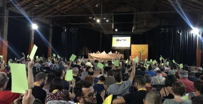 Una imatge de l'assemblea nacional de la CUP celebrada a Celrà. @cupsantcugat