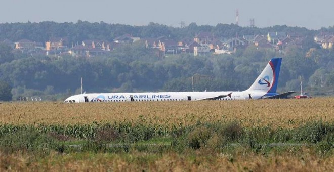 Imagen del Airbus 321 siniestrado cerca de Moscú. REUTERS