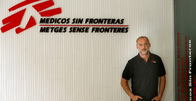 26/08/2019.- El presidente de Médicos sin Fronteras (MsF) en España, David Noguera, durante una entrevista con Efe en la que denuncia un aumento en los últimos años de la 'criminalización de la solidaridad' y la 'politización de la acción humanitaria' que