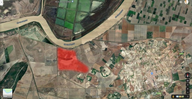 Vista aérea donde se señaliza en rojo el espacio en el que se ubicará el proyecto | Google Maps