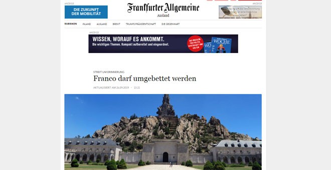 24-09-2019.- 'Frankfurte Allgemeine': 'Franco puede ser enterrado de nuevo'