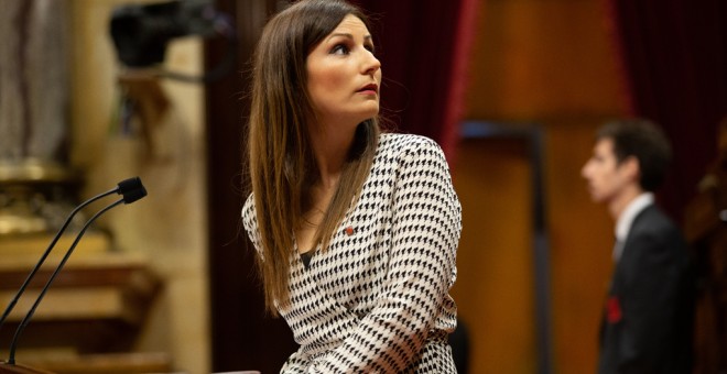 La portavoz de Ciudadanos en el Senado y portavoz en el Parlament catalán, Lorena Roldán, durante su intervención en el debate sobre política general.E.P./David Zorrakino