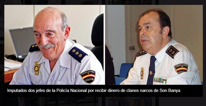 Fotos del comisario Cerdá y el inspector jefe Suárez aparecidas en Diario de Mallorca cuando el juez del Instrucción 1 de Palma les imputó por recibir dinero de clanes narcos.