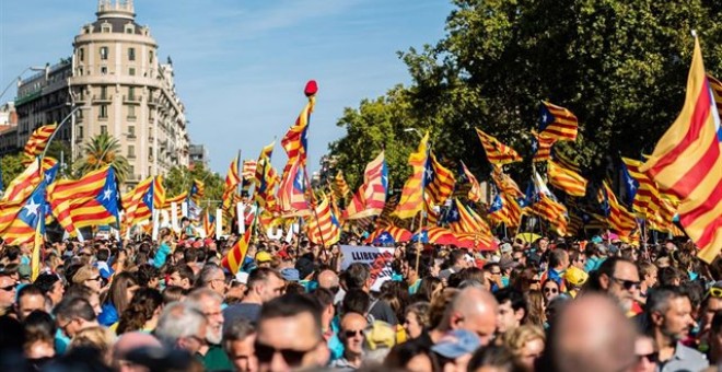 Imagen de archivo de la manifestación de la Diada de 2019. AFP/Óscar J.Barroso