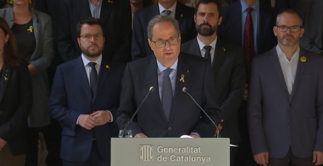 La compareixença del Govern on s'ha llegit la declaració institucional de rebuig a la sentència del Suprem.