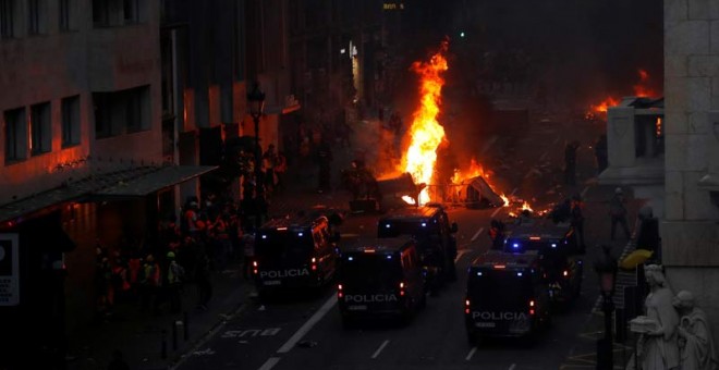 Aspecto de Vía Laietana este viernes por la tarde. (REUTERS)