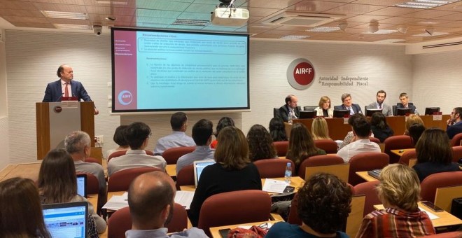 Imagen de la presentación del Informe sobre las Líneas Fundamentales de los Presupuestos de las Administraciones Públicas 2020 de la Autoridad Independiente de Responsabilidad Fiscal (AIReF).