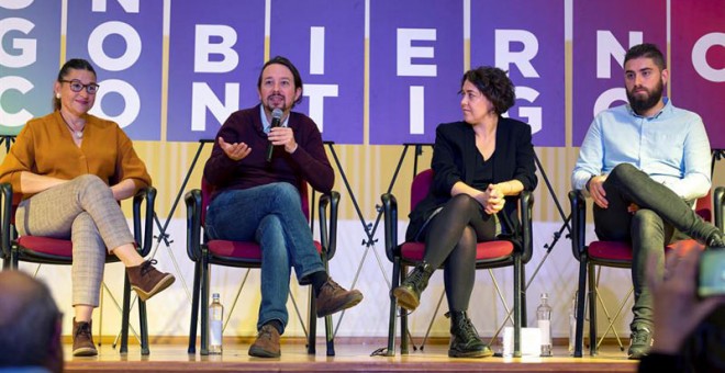 El candidato de Unidas Podemos a la Presidencia del Gobierno, Pablo Iglesias, en Toledo. (ISMAEL HERRERO | EFE)