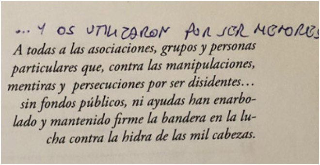 Añadido al título del libro de la diputada de Vox Alicia Rubio 'Cuando nos prohibieron ser mujeres… y os persiguieron por ser hombres'.