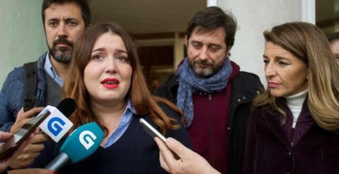 La exdiputada Ángela Rodríguez, investigada por los altercados durante la manifestación que los trabajadores de Alcoa realizaron ante el Congreso el pasado 28 de marzo. EFE