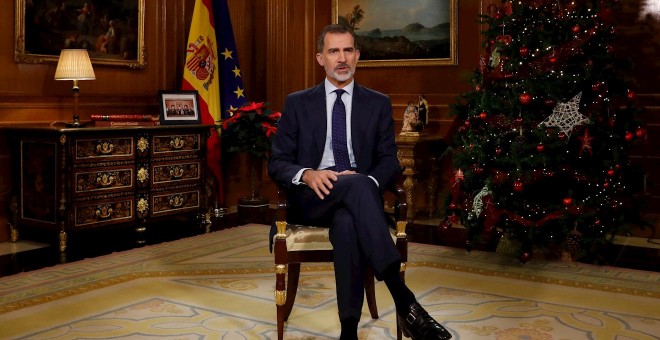 El rey Felipe VI pronuncia el tradicional mensaje en la Nochebuena de 2019. /EFE