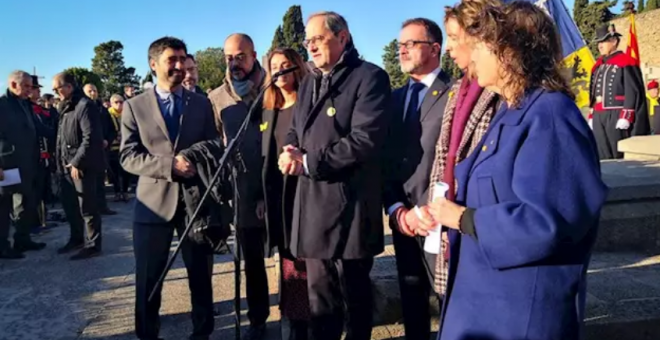 Quim Torra en l'ofrena floral a Francesc Macià. EUROPA PRESS.