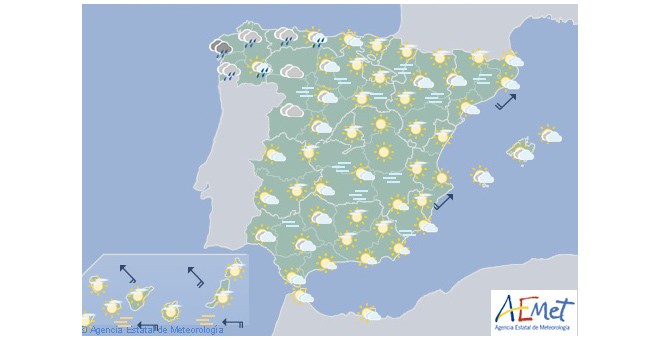 Previsión meteorológica para el viernes 3 de enero. / AEMET