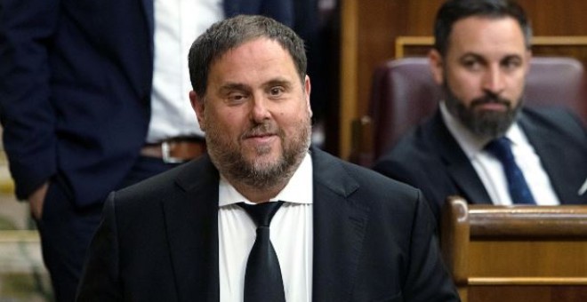 Junqueras durante la primera sesión del Parlamento después de las Elecciones Generales |Reuters