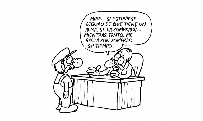 Ilustración de Charb (Stéphane Charbonnier) incluida en el libro 'El capitalismo en 10 lecciones', de Michel Husson (Librería Viento Sur/La Oveja Roja).