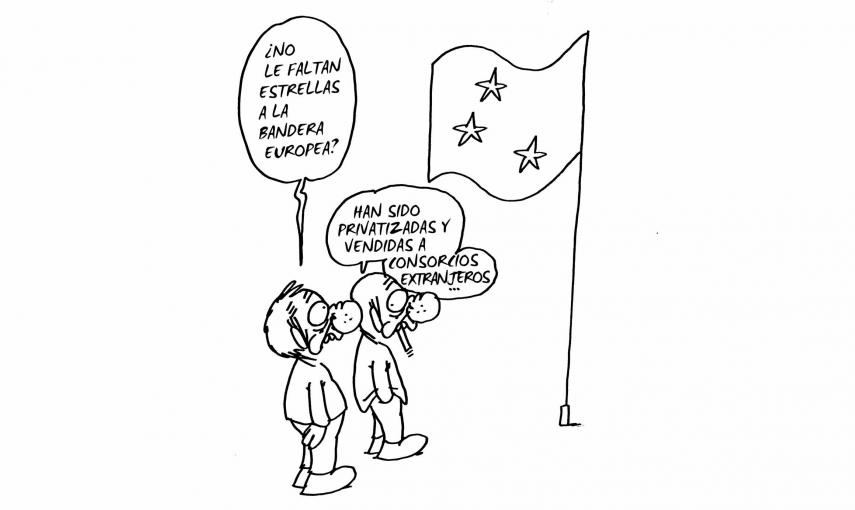 Ilustración de Charb (Stéphane Charbonnier) incluida en el libro 'El capitalismo en 10 lecciones', de Michel Husson (Librería Viento Sur/La Oveja Roja).