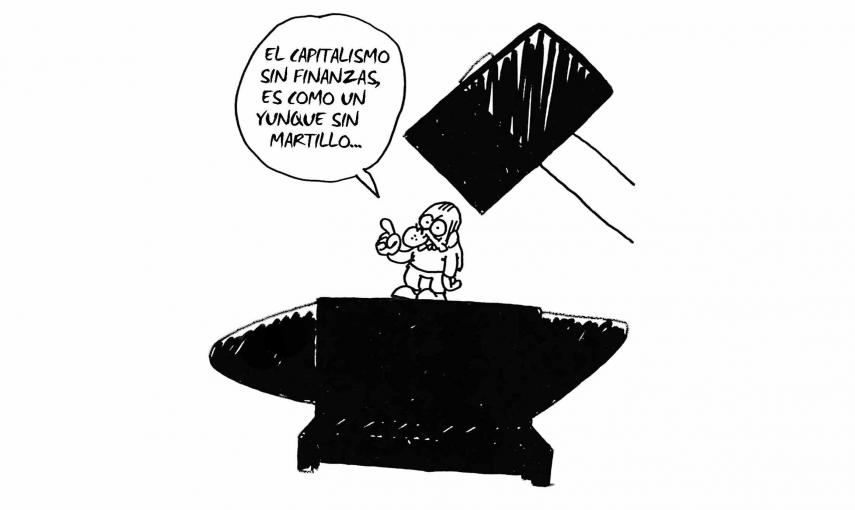 Ilustración de Charb (Stéphane Charbonnier) incluida en el libro 'El capitalismo en 10 lecciones', de Michel Husson (Librería Viento Sur/La Oveja Roja).