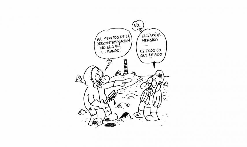 Ilustración de Charb (Stéphane Charbonnier) incluida en el libro 'El capitalismo en 10 lecciones', de Michel Husson (Librería Viento Sur/La Oveja Roja).