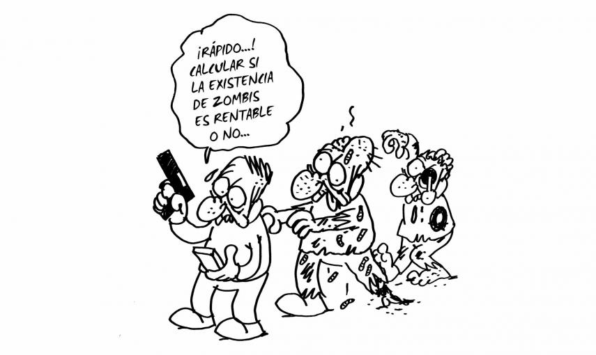 Ilustración de Charb (Stéphane Charbonnier) incluida en el libro 'El capitalismo en 10 lecciones', de Michel Husson (Librería Viento Sur/La Oveja Roja).