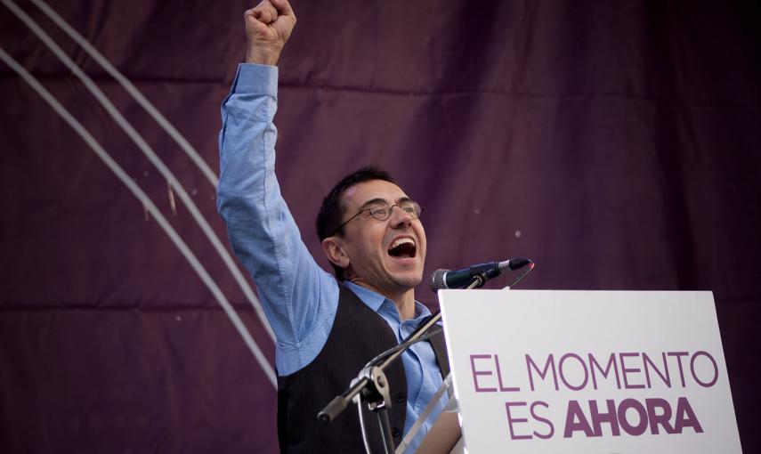 Juan Carlos Monedero durante su intervención en la Puerta del Sol. -JAIRO VARGAS