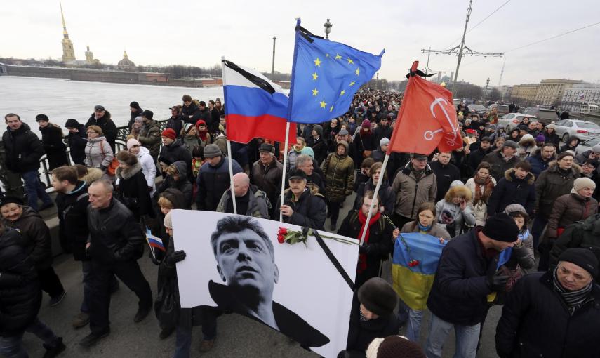 Manifestación en Moscú en honor a Boris Nemtsov, líder opositor recientemente asesinado. REUTERS