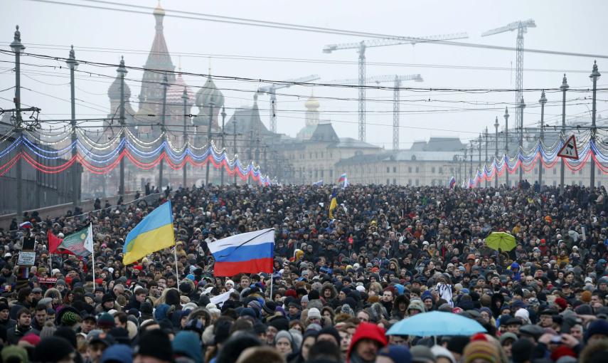 Manifestación en Moscú en honor a Boris Nemtsov, líder opositor recientemente asesinado. REUTERS