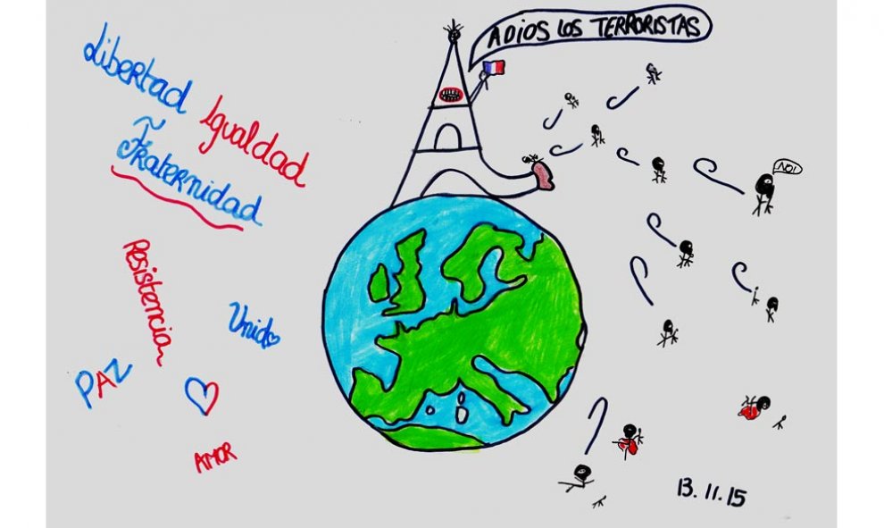 Alumnos de un instituto de Toulouse se expresan mediante dibujos por los atentados de París