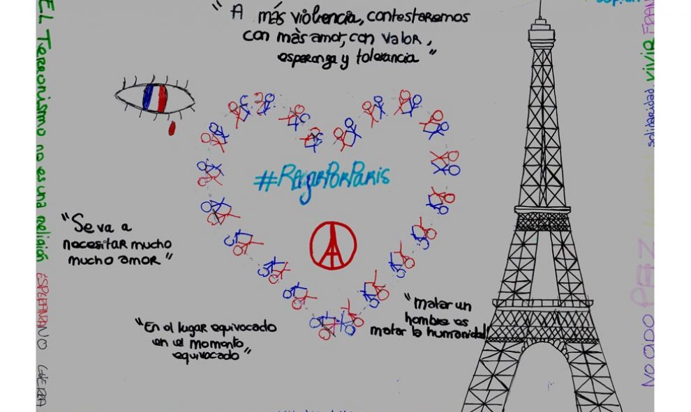 Alumnos de un instituto de Toulouse se expresan mediante dibujos por los atentados de París