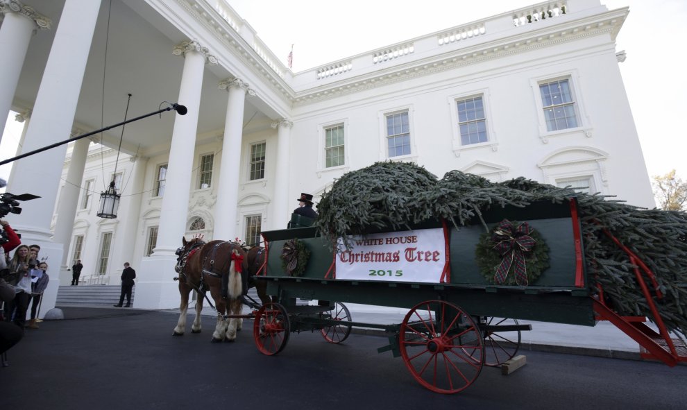 Llegada del árbol oficial de Navidad a la Casa Blanca procedente de Pensilvania. REUTERS/Joshua Roberts