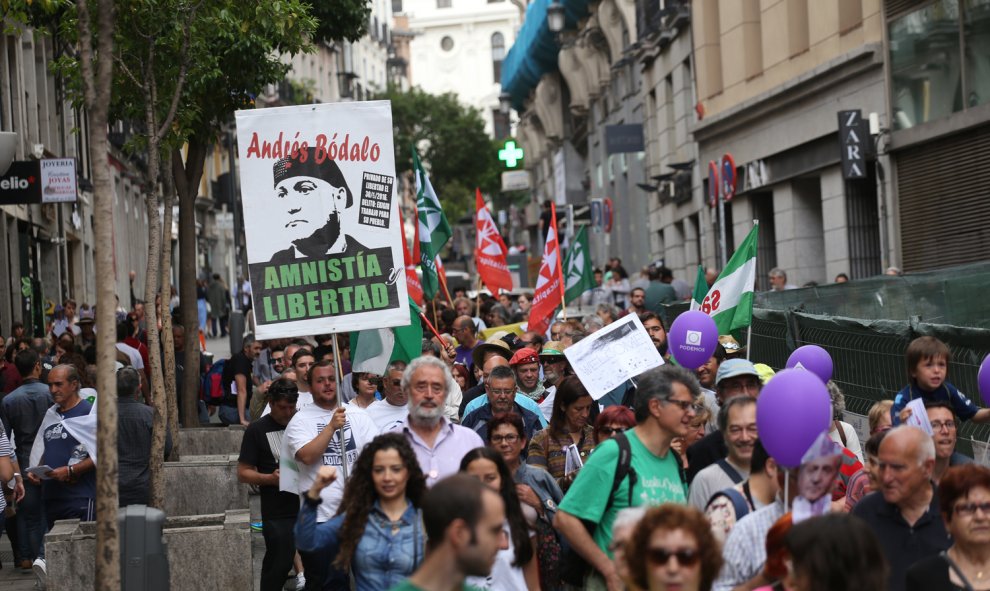 Una pancarta por la libertad de Andrés Bódalo, miembro del Sindicato Andaluz de Trabajadores.- JAIRO VARGAS