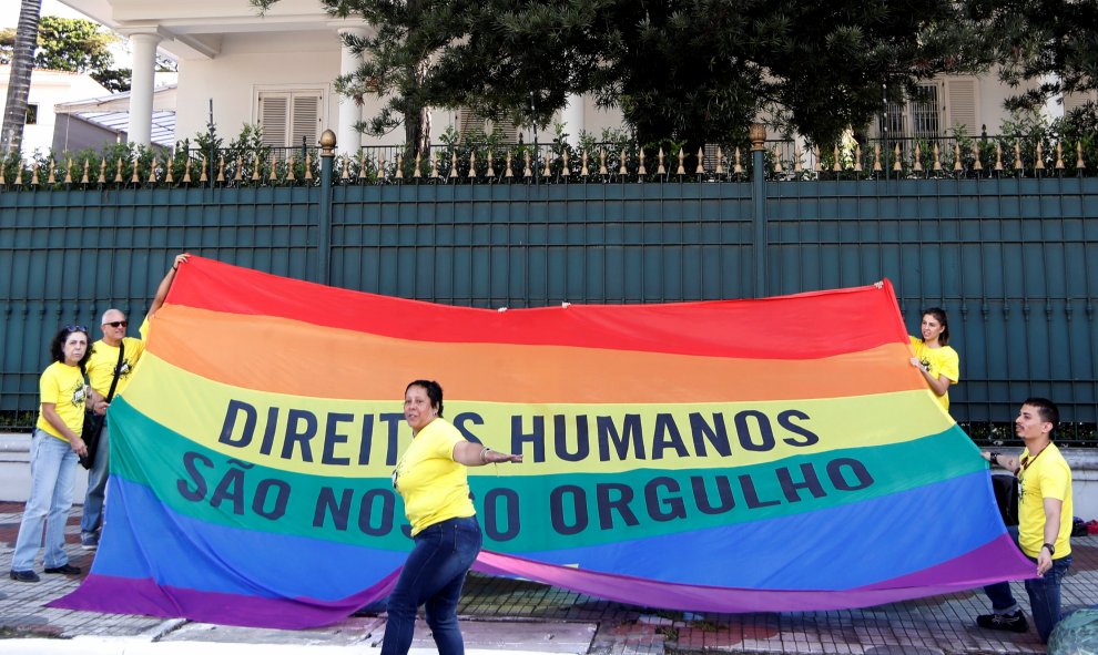 La manifestación del Orgullo en Sao Paulo sirvió para reivindicar los derechos del colectivo LGTBI. REUTERS/Paulo Whitaker