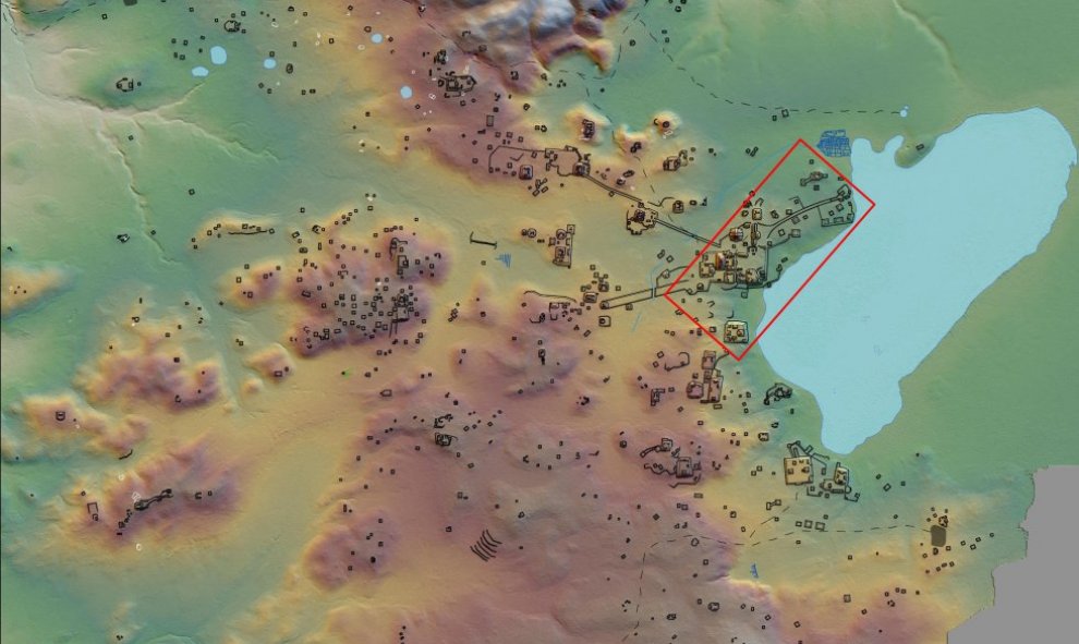 Los investigadores también explican que alrededor de los centros urbanos había extensos campos de cultivo que podían llegar a ocupar hasta un 95% de la tierra disponible. Fundación Patrimonio Cultural y Natural Maya (EFE)