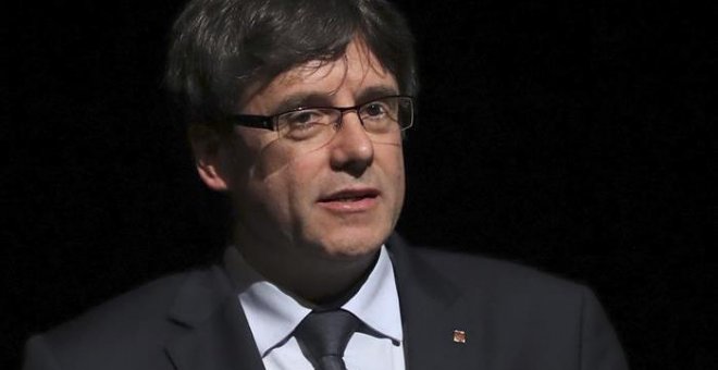 El presidente de la Generalitat, Carles Puigdemont, durante su discurso / EFE