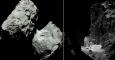 Cometa Churyumov-67P/Gerasimenko y detalle de uno de sus agrestes ‘acantilados’. / ESA/OSIRIS/NAVCAM