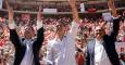 El secretario general del PSOE, Pedro Sánchez, durante el mitin celebrado en la plaza de toros de Valencia ante más de 12.000 personas./EFE