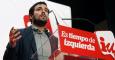 El candidato de IU a la Presidencia del Gobierno, Alberto Garzón, durante su intervención en un mitin en el Centro Integrado de Pumarín (Gijón). EFE/Alberto Morante