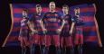 Los jugadores del Barça, con la nueva equipación.