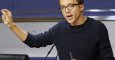 El portavoz parlamentario de Podemos, Iñigo Errejón, en declaraciones a los medios de comunicación en el Congreso. EFE/Mariscal