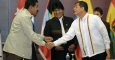 Los presidentes de Venezuela, Nicolás Maduro, de Bolivia, Evo Morales, y de Ecuador, Rafael Correa, durante una reunión del ALBA en Guayaquil, en 2013. - AFP