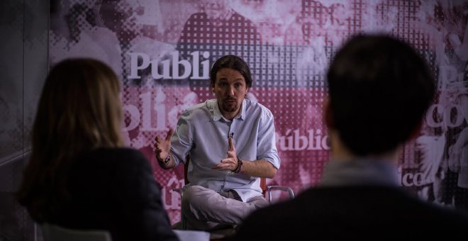 Pablo Iglesias, en la redacción de 'Público'. JAIRO VARGAS