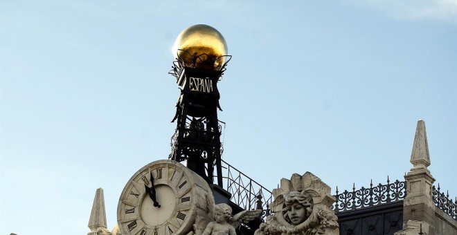 Detalle de la fachada del Banco de España, en Madrid. E.P.