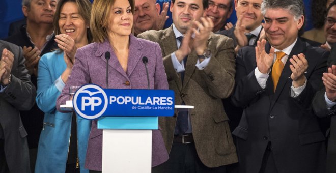 La presidenta del Partido Popular de Castilla-La Mancha y secretaria general de esta formación a nivel nacional, María Dolores Cospedal, preside la reunión del Comité de Dirección del PP de Castilla-La Mancha, en Toledo. EFE/Ismael Herrero