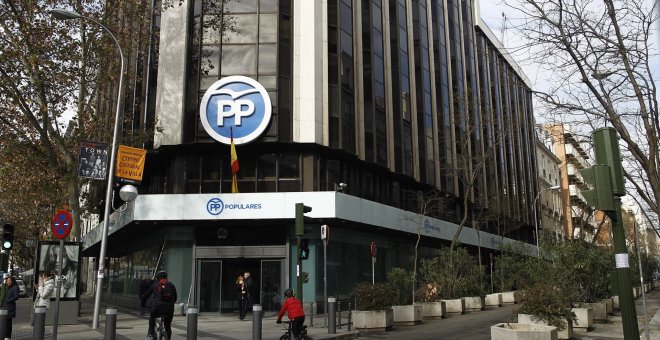 Sede del PP en Madrid. EUROPA PRESS